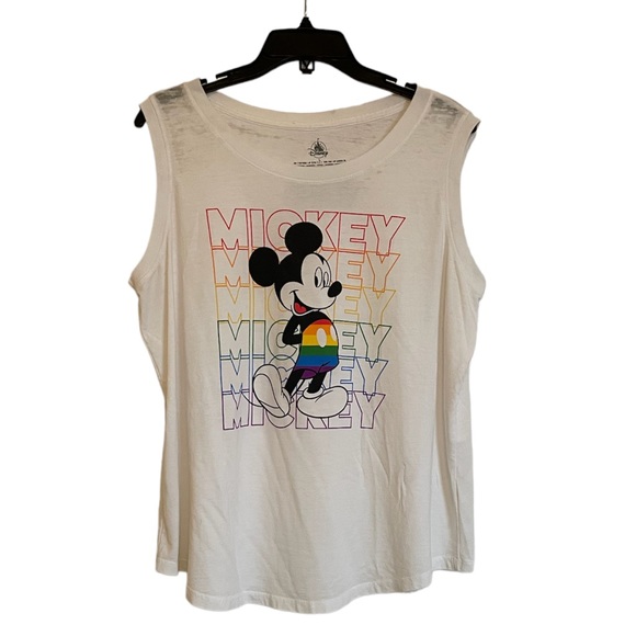 DISNEY Mickey Mouse Rainbow White Tank Top - Disney Store - Picture 1 of 8